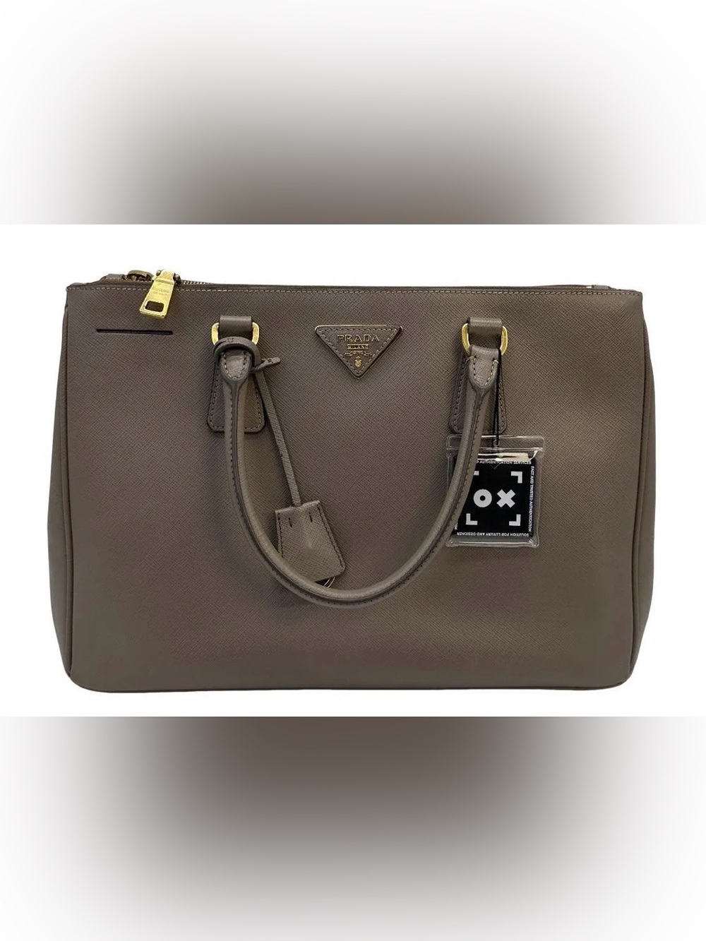 🤎 Prada Saffiano Satchel in Taupe Brown with Gold Hardware